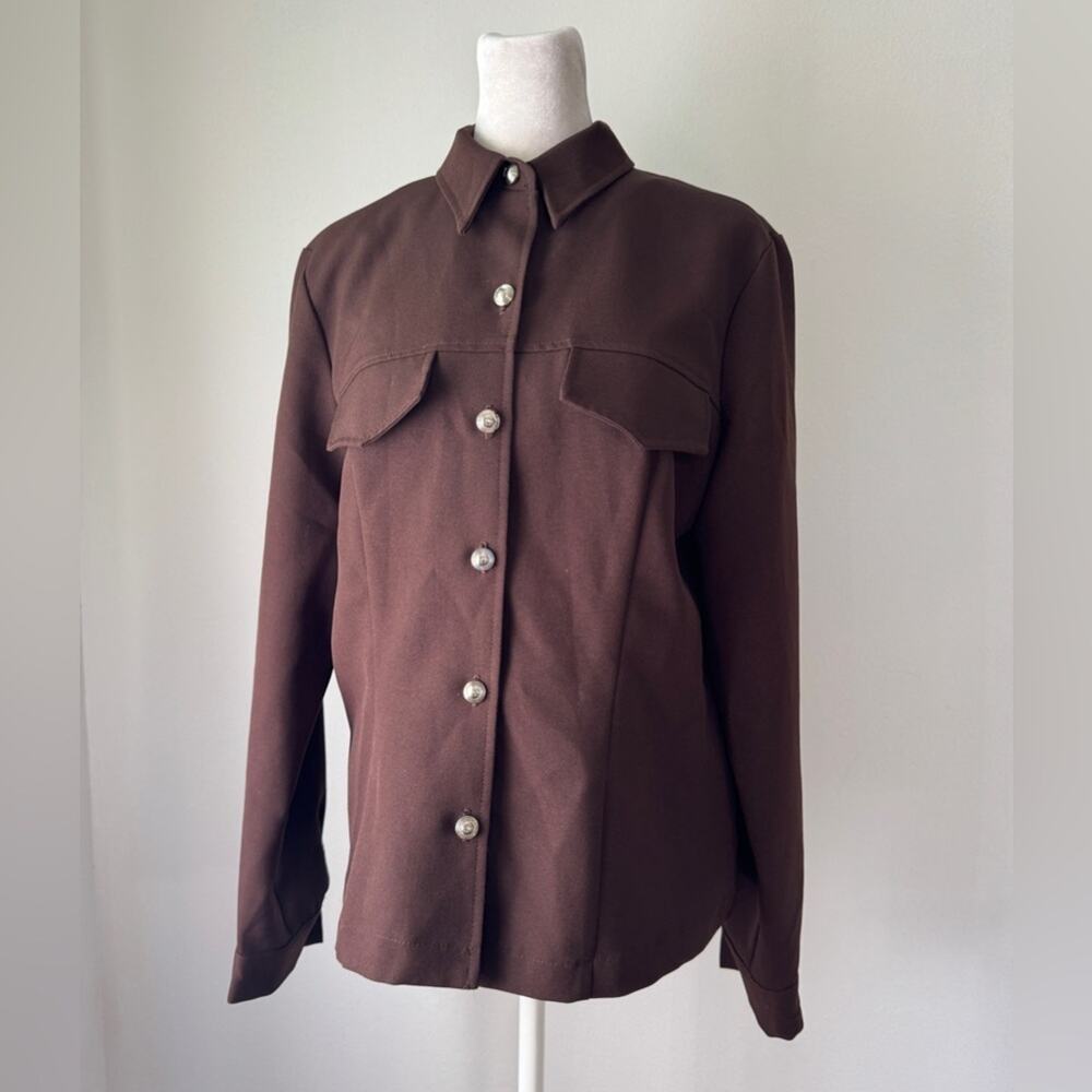 Vintage Y2K Star City Clothing Co. Brown Collared Long Sleeve Button Down Shirt